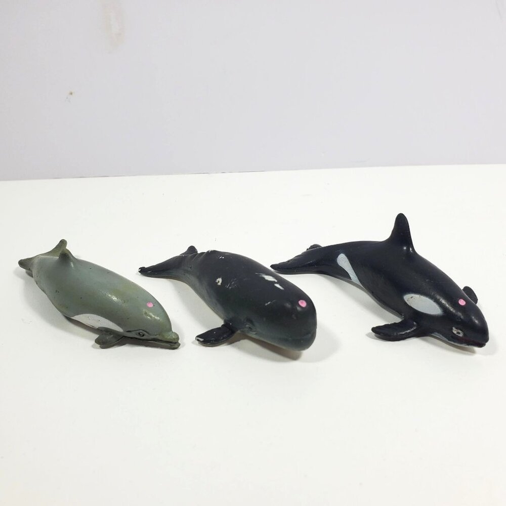 AAA 3.5" Sperm Whale Dolphin Killer Whale Figures Lot 3 Miniatures - Picture 2 of 16